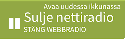 Knappen på radio Vaasas webbplats med texten Avaa uudessa ikkunassa/ Sulje nettiradio/ STÄNG WEBBRADIO