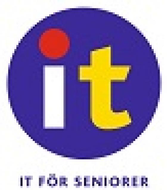 It-verksamhetens logo med texten it i SPFs färger och texten IT FÖR SENIORER under
