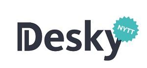 Desky-logo med texten Desky och en stjärna med texten NYTT