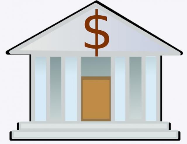 Bild av ett hus som föreställer en bank